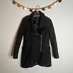French Connection black wool blend coat